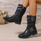 Lorraine Womens Slouchy Buckle Boots