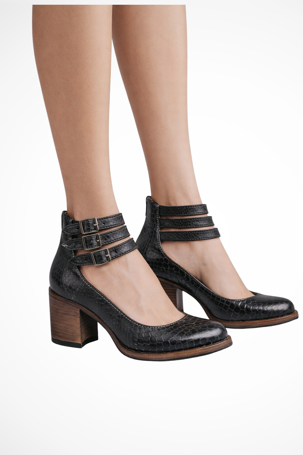 Bridget Womens Strappy Ankle Strap Block Heel Closed Toe Buckle Shoes