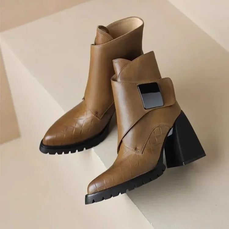 Abigail Womens Ankle Block Heel With Strap Detail