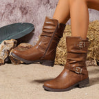 Lorraine Womens Slouchy Buckle Boots