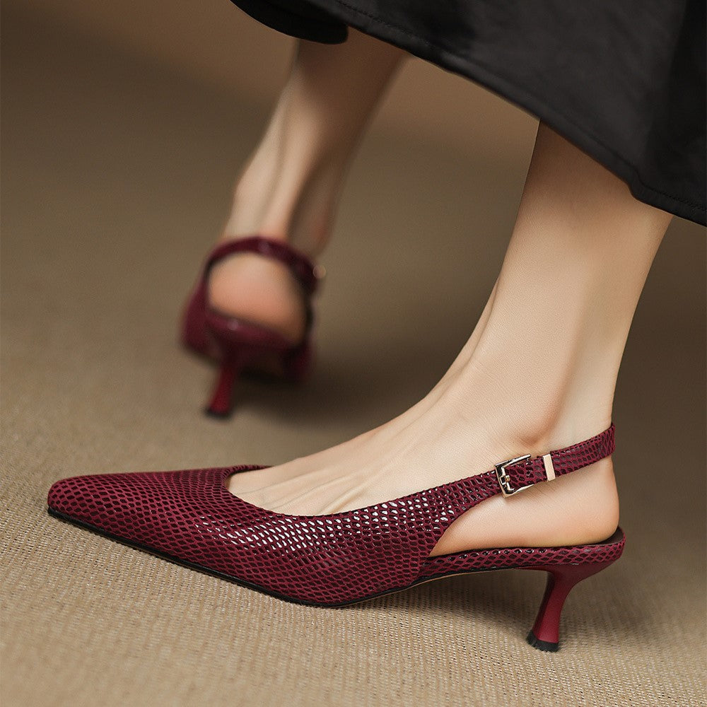 Céliane Pointed Leather Slingback Heels