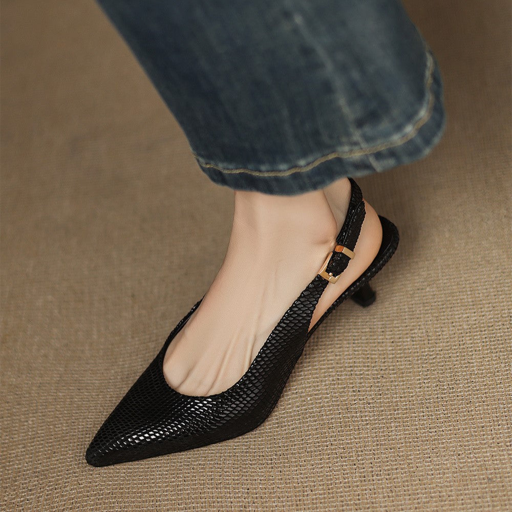 Céliane Pointed Leather Slingback Heels