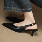 Céliane Pointed Leather Slingback Heels
