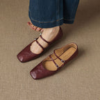 Aurelle Dual Strap Leather Mary-Janes