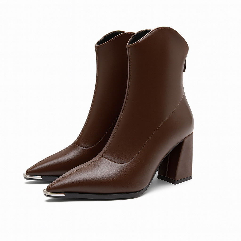 Catherine Womens Ankle Boots Pointed Toe Metal Tip