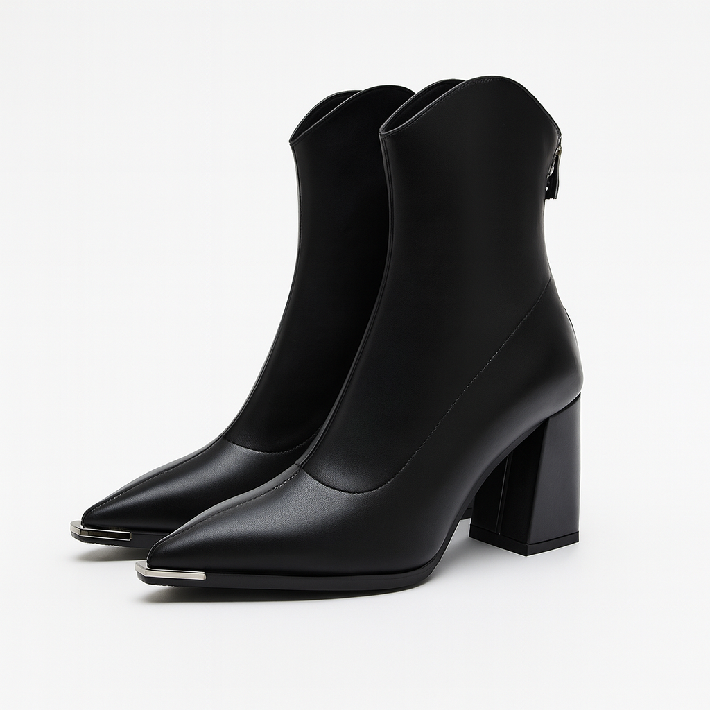 Catherine Womens Ankle Boots Pointed Toe Metal Tip