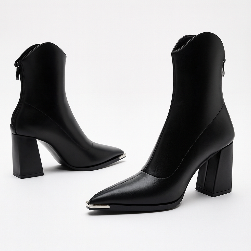 Catherine Womens Ankle Boots Pointed Toe Metal Tip