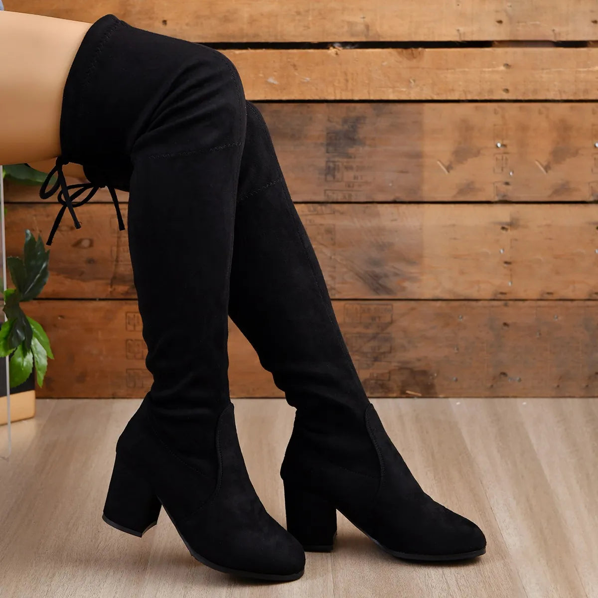 Jennifer Womens Over Knee Block Heel Boots Tall