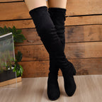 Jennifer Womens Over Knee Block Heel Boots Tall