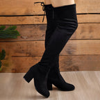 Jennifer Womens Over Knee Block Heel Boots Tall
