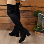 Jennifer Womens Over Knee Block Heel Boots Tall