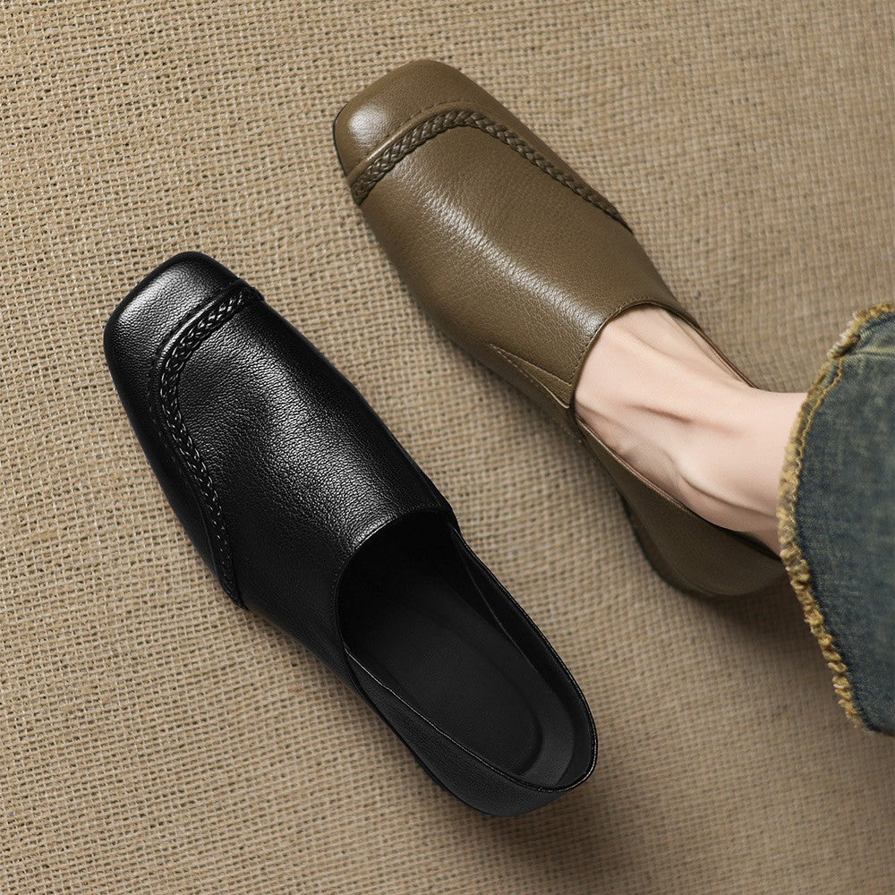 Marquette Square-Toe Leather Slip-On