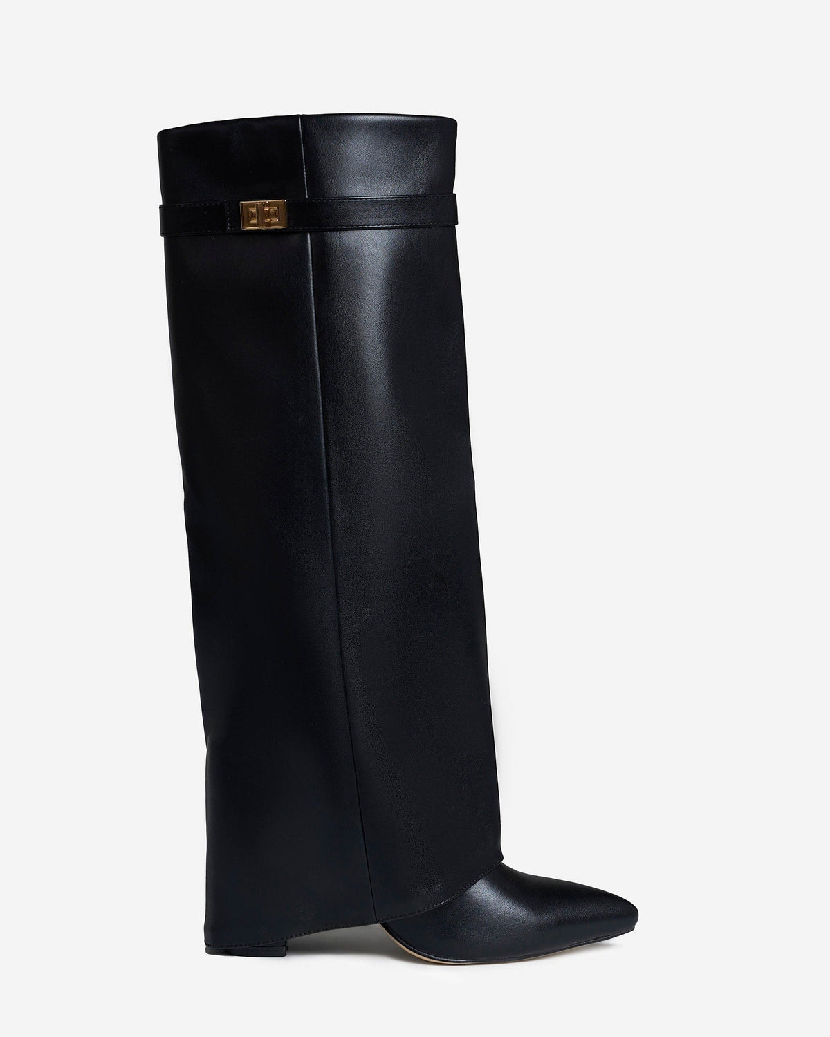 Lily Womens Fold Over Knee High Boots Hidden Heel