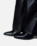 Lily Womens Fold Over Knee High Boots Hidden Heel