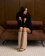 Donna Womens Fold Over Knee High Boots
