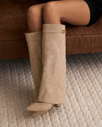 Donna Womens Fold Over Knee High Boots