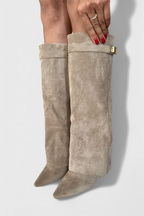 Greta Womens Knee-High Fold-Over Boots