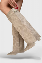 Greta Womens Knee-High Fold-Over Boots