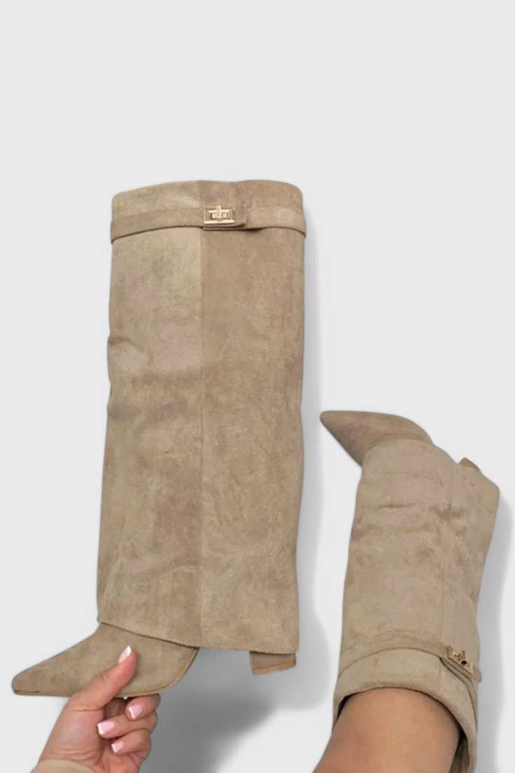 Greta Womens Knee-High Fold-Over Boots