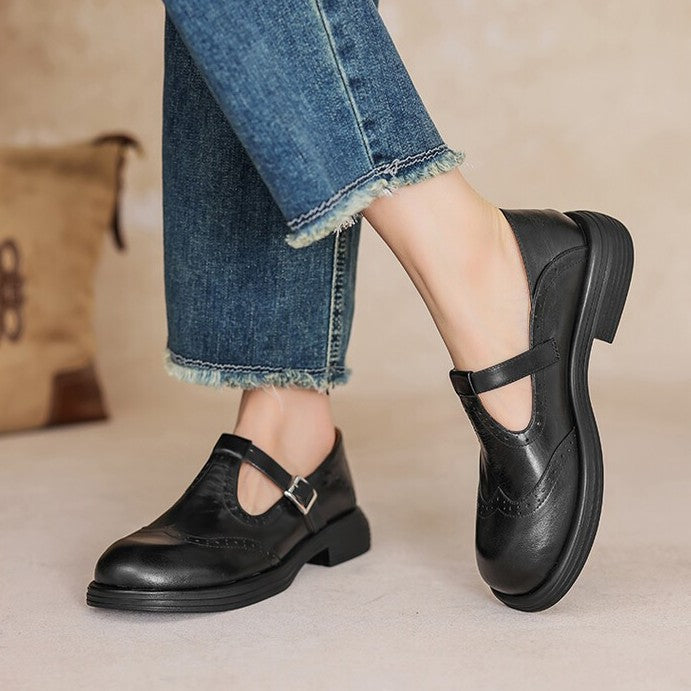 Veloria Leather Mary Janes