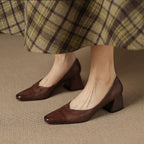 Caldré Leather Square Pumps