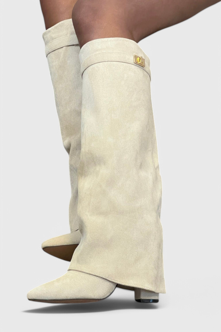 Greta Womens Knee-High Fold-Over Boots