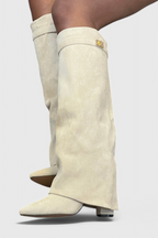 Greta Womens Knee-High Fold-Over Boots