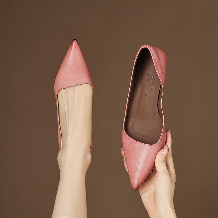 Orlisse Leather Kitten Heel Pumps