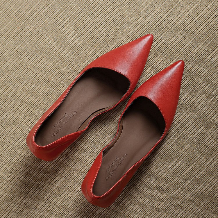 Orlisse Leather Kitten Heel Pumps