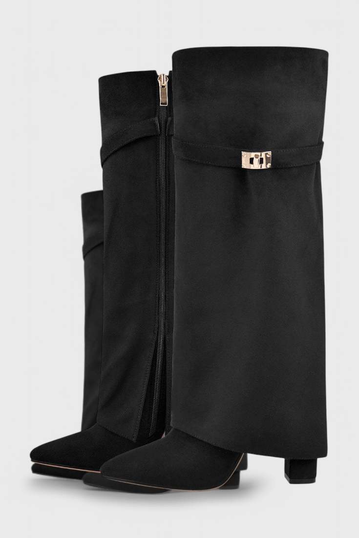 Greta Womens Knee-High Fold-Over Boots