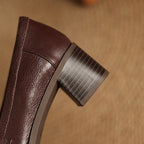 Nelle Square-Toe Leather Loafer Pumps