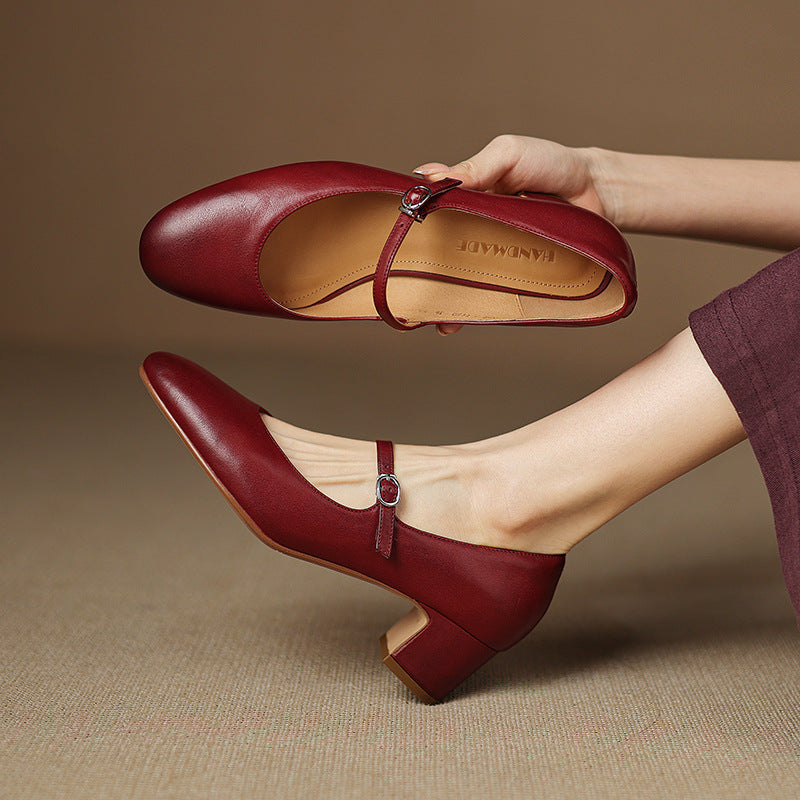 Caelen Leather Block Heels