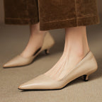 Orlisse Leather Kitten Heel Pumps