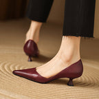 Ceyra Leather Kitten Heels