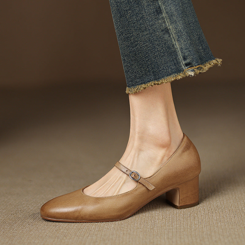 Caelen Leather Block Heels