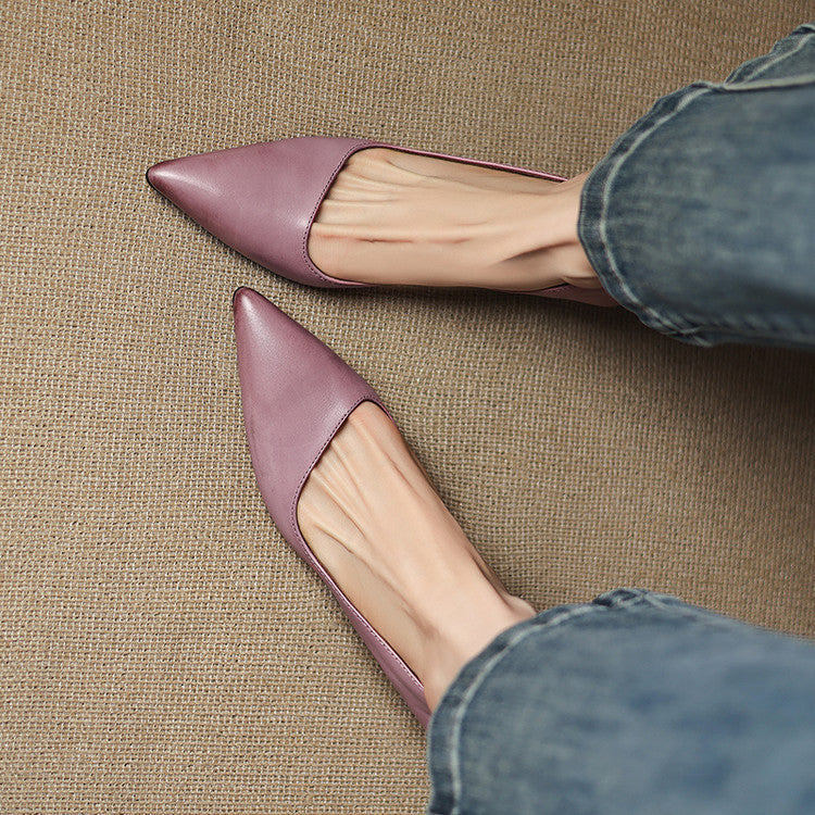 Orlisse Leather Kitten Heel Pumps