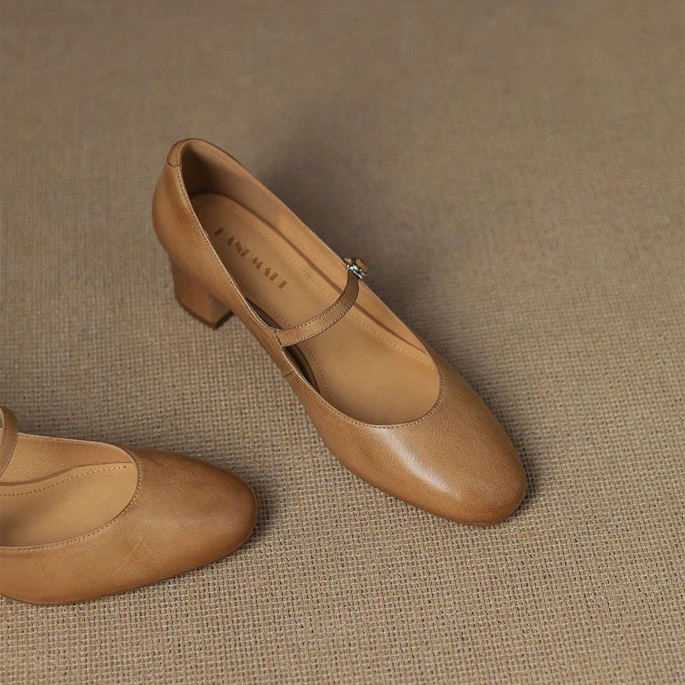 Caelen Leather Block Heels