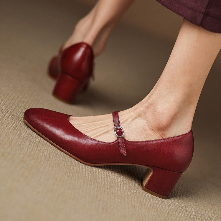 Caelen Leather Block Heels