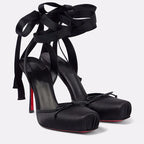 Maria Womens Platform Court Shoes Ankle Strap Silk Pointed Toe Wedding