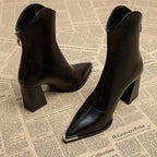 Catherine Womens Ankle Boots Pointed Toe Metal Tip