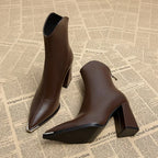 Catherine Womens Ankle Boots Pointed Toe Metal Tip