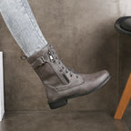 Michelle Womens Lace-Up Zipper Leather Boots