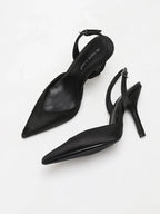 Georgia Womens Pointed Toe Silk Slingback Heels