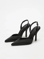 Georgia Womens Pointed Toe Silk Slingback Heels