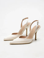 Georgia Womens Pointed Toe Silk Slingback Heels