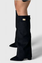 Greta Womens Knee-High Fold-Over Boots