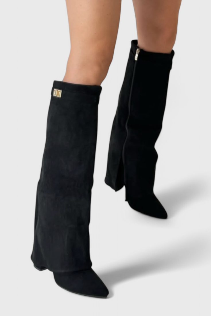 Greta Womens Knee-High Fold-Over Boots