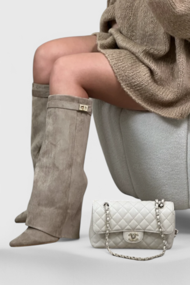 Greta Womens Knee-High Fold-Over Boots