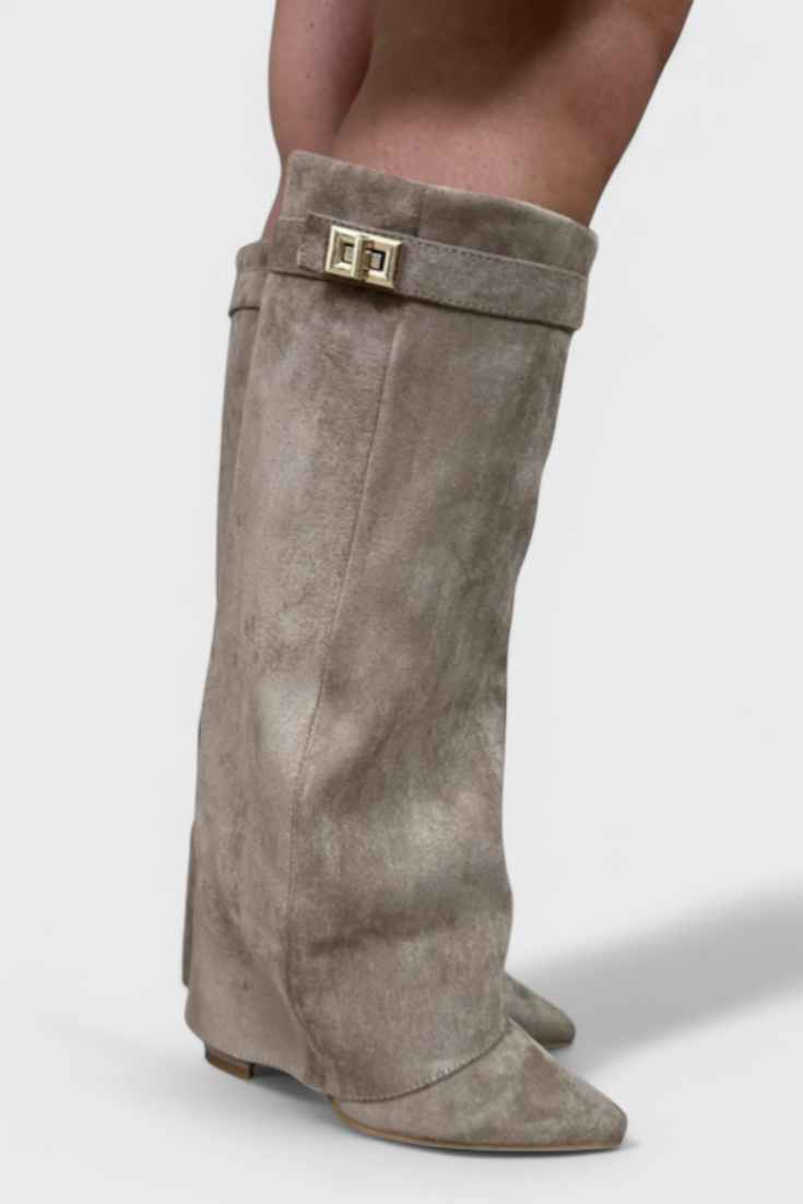 Greta Womens Knee-High Fold-Over Boots