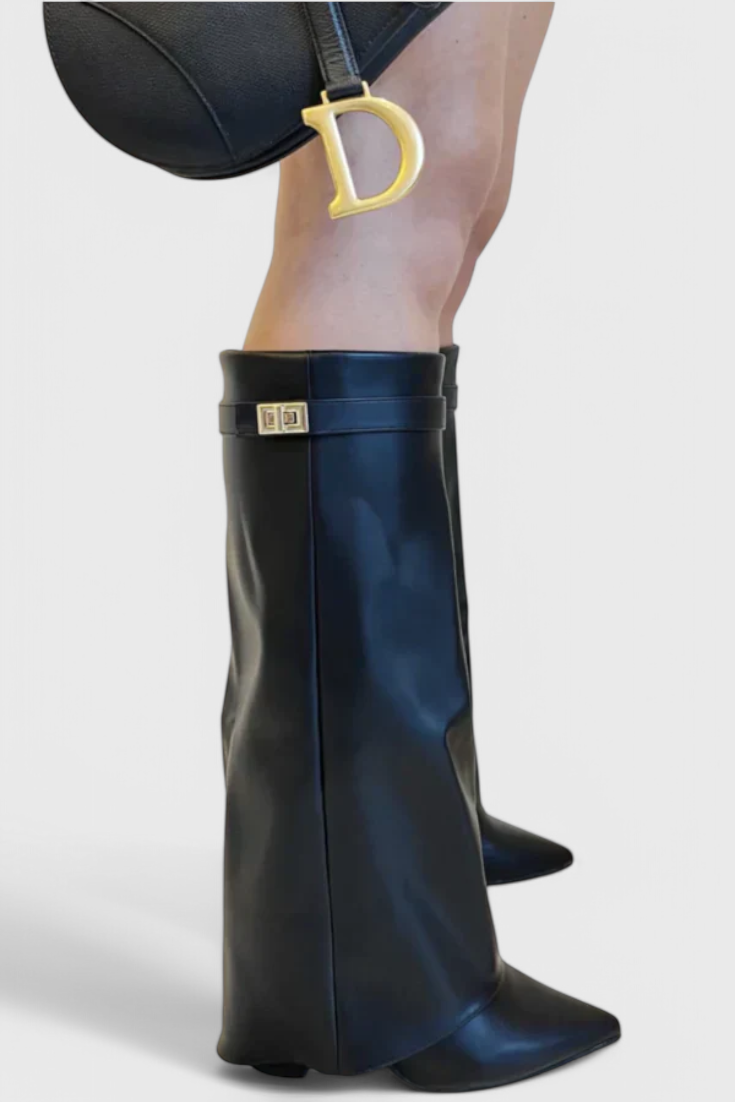 Greta Womens Knee-High Fold-Over Boots
